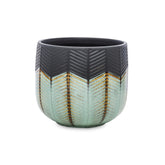 Modern fekete és türkiz kerámia kaspó aranyszínű díszítéssel, Dalia kollekció