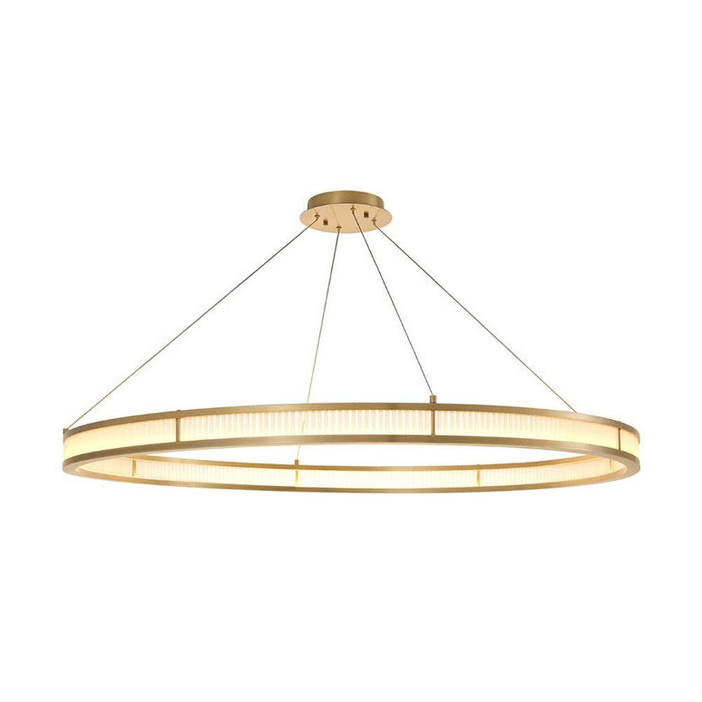 Opálos matt felületű üvegrudakból álló kör formájú dizájn csillár.