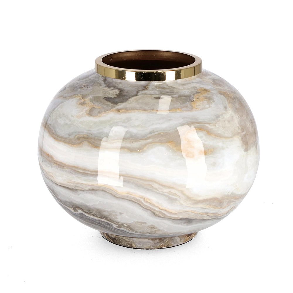 Fémből készült, márvány mintás kézműves design váza.