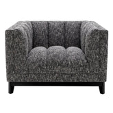 Fekete színű szövettel kárpitozott, prémium minőségű, formatervezett design fotel.