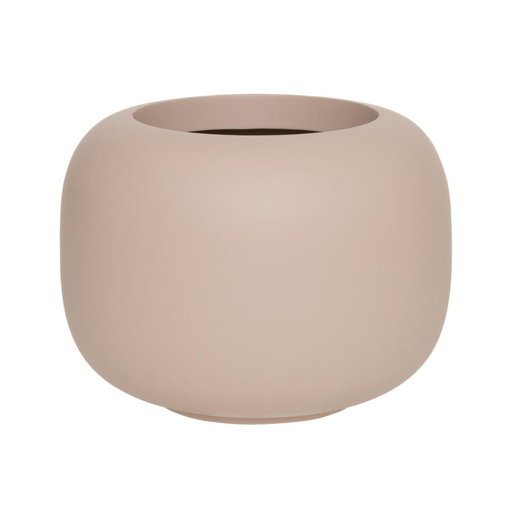 ELEMENTAL SPHERE LOW M púderpink kompozit design kaspó 53 cm átmérővel, modern alacsony gömb formában