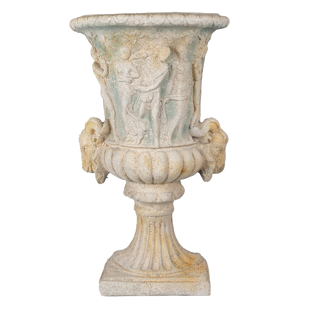 England antik bézs fali kaspó, előlnézet – domborműves, klasszikus kialakítás