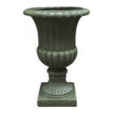 Antik zöld, kannelúrás óriás kaspó az England kollekcióból, klasszikus formával
