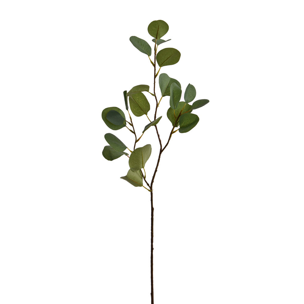 Teljes méretű zöld mű eukaliptusz ág fehér háttérrel, 76 cm magas