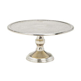 Alumíniumból készült, ezüstszínű tortaállvány.