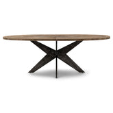 Falcon Crest ovális tölgyfa étkezőasztal 230 cm fekete fém lábbal