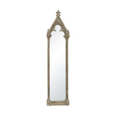 Historikus megjelenésű,, fából faragott, antikolt felületű falitükör.