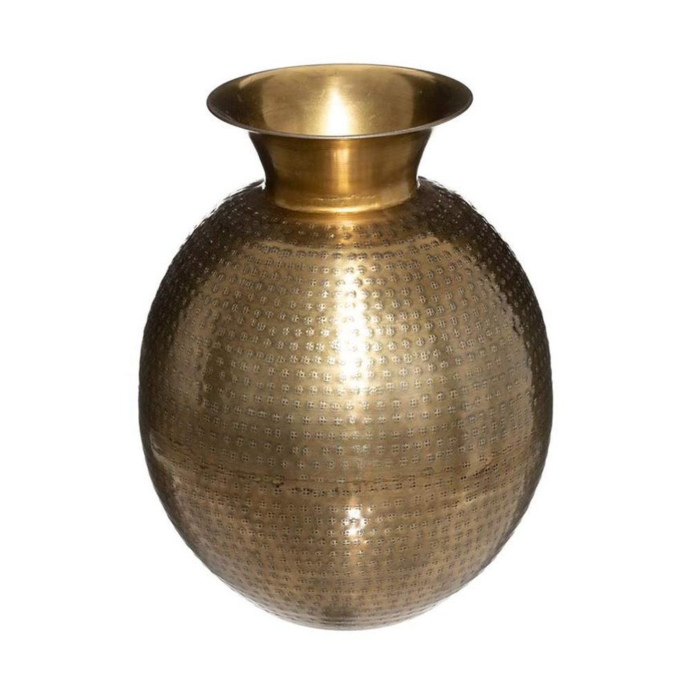 Antikolt felületű,, rézszínű, kalapált fémből készült kézműves váza.