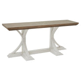 Tömör fenyőfából készült, kézműves konzolasztal.