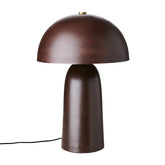 Barna színű, gomba formájú, fém design asztali lámpa.
