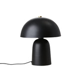 Fekete színű, gomba formájú, fém design asztali lámpa.