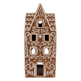 GINGERBREAD porcelán mécsestartó mézeskalács házikó 17 cm elölnézet