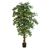 Élethű 210 cm magas zöld mű ginkgo fa fekete cserépben.