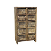 GRIMAUD 10 fiókos rusztikus szortírozó komód 70 cm – tömörfa tárolóbútor