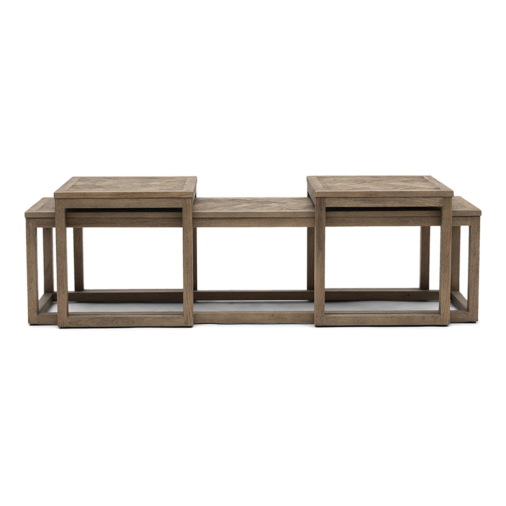 Harbour tölgyfa dohányzóasztal szett 150 cm, háromrészes kialakítással