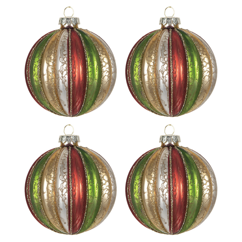 Négy darabos Heritage üveg gömb dísz vintage stílusban, Ø 8 cm