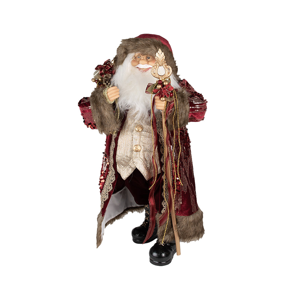 Bordó színű, vintage Télapó figura.