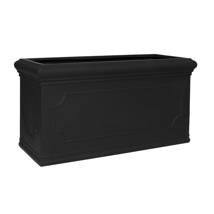 Heritage black fiberstone planter 100 cm long with decorative raised panels