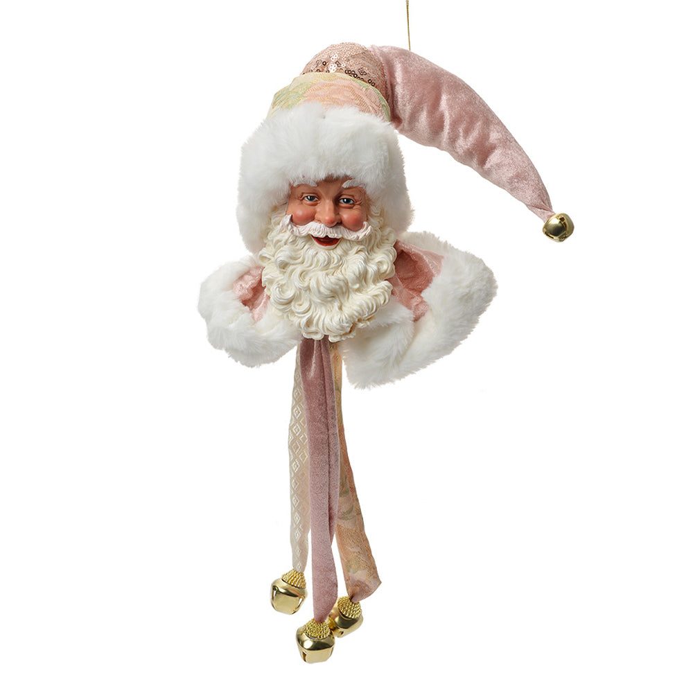 Heritage függeszthető pink Mikulás figura 68 cm fehér háttér előtt