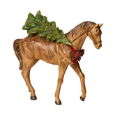 Barna színű, karácsonyi dekor lovacska.