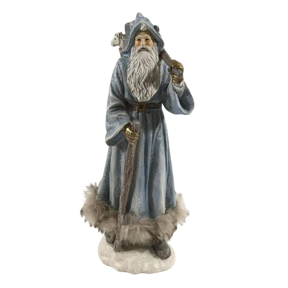 HERITAGE kék vintage Télapó figura 31 cm prém szegéllyel
