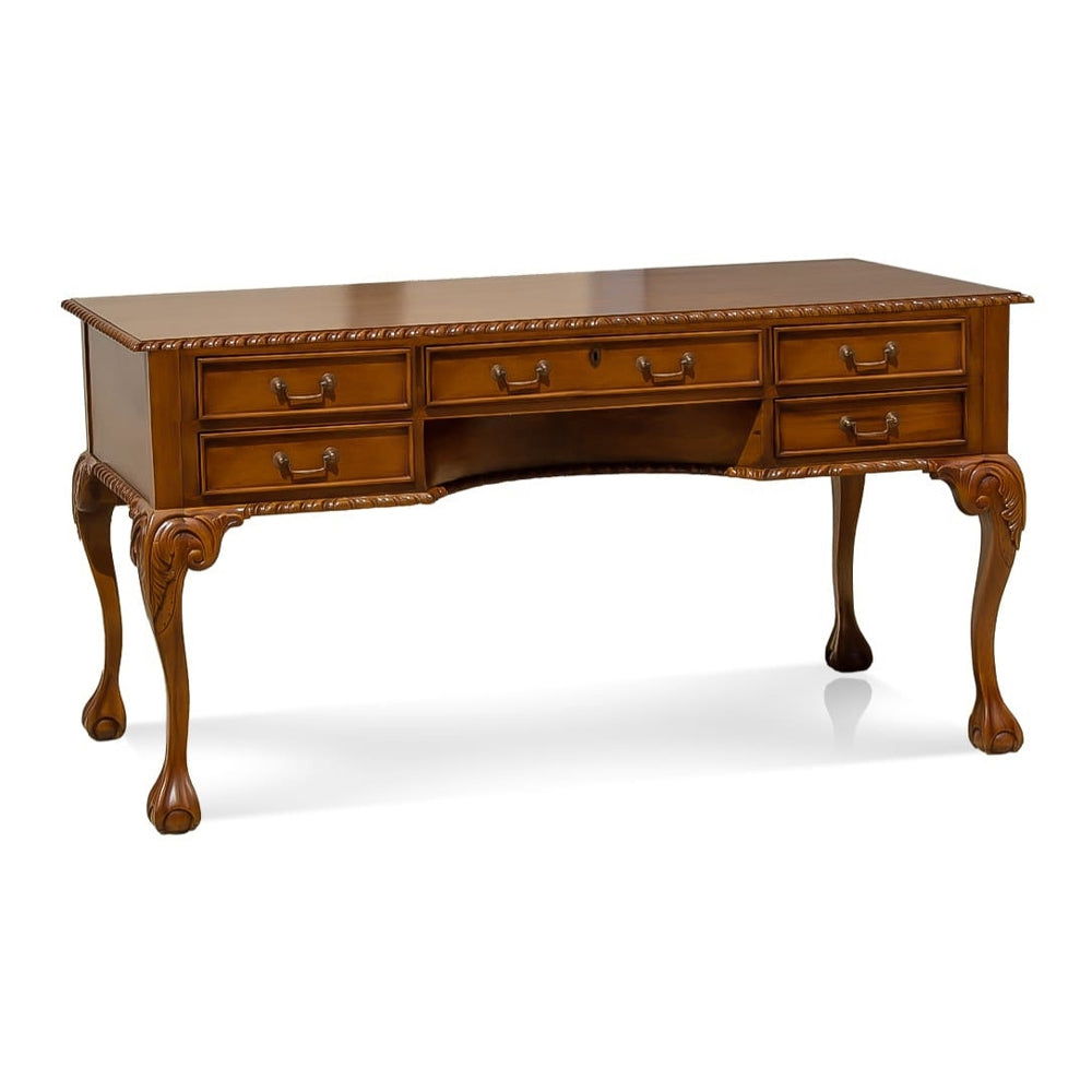 HERITAGE mahagónifa Chippendale íróasztal 160 cm klasszikus faragott lábakkal
