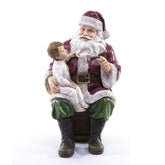 HERITAGE vintage Mikulás figura kisfiúval 22 cm karácsonyi dekoráció