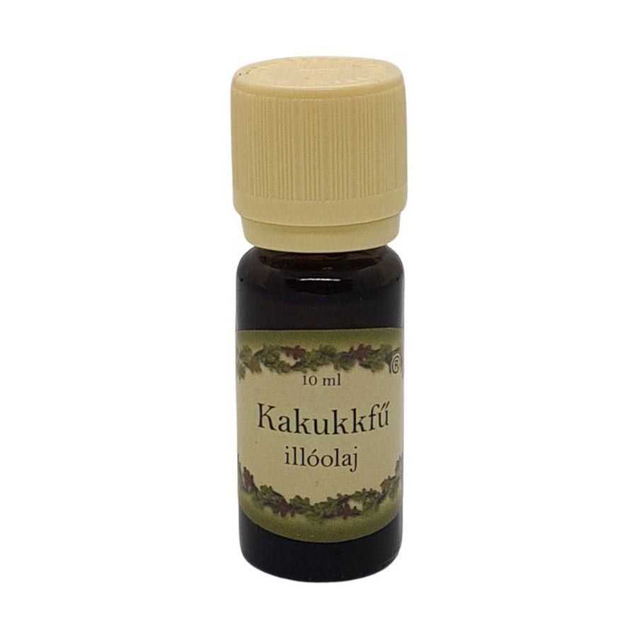 Kakukkfű illatú illóolaj 10 ml barna üvegcsében, bézs kupakkal – fűszeres, frissítő, légúttisztító aromaterápiás olaj.