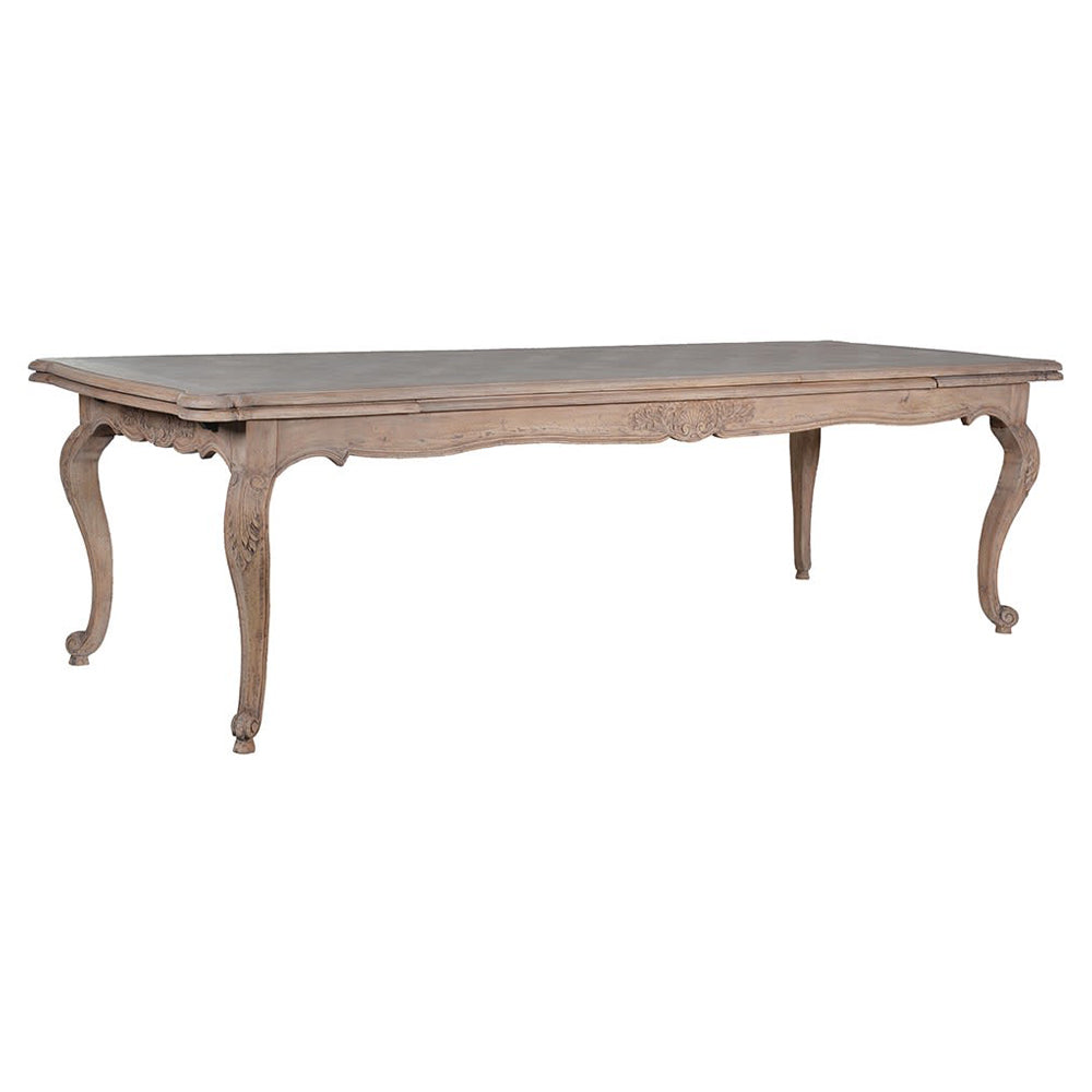 Bővíthető, natúrszínű tömör akácfából készült, intarziás felületű, exkluzív kézműves étkezőasztal.