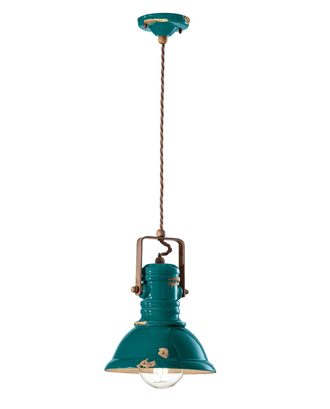Vintage Olajkék színű ipari lámpa.