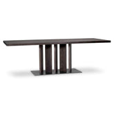 Mokkaszínű tölgyfurnérból készült, formatervezett design étkezőasztal..