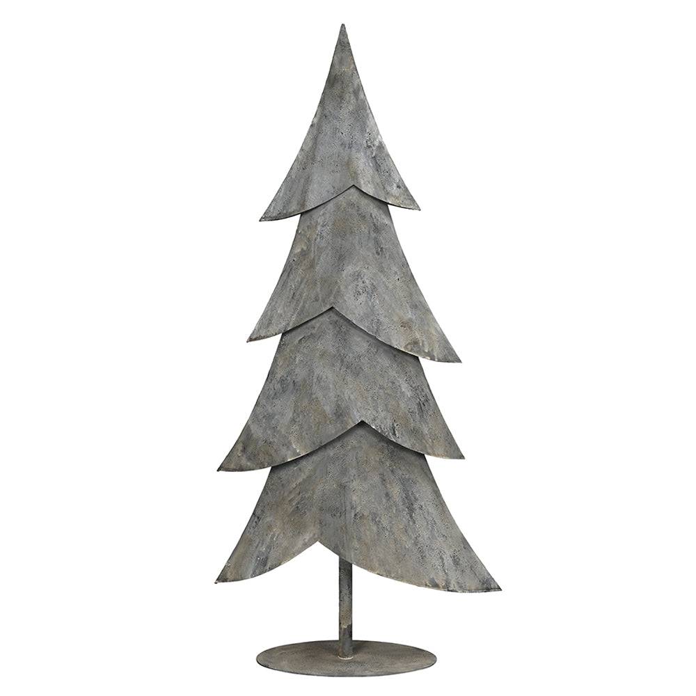 Junker szürke bádog dekor fenyőfa 88 cm magas, antikolt felülettel