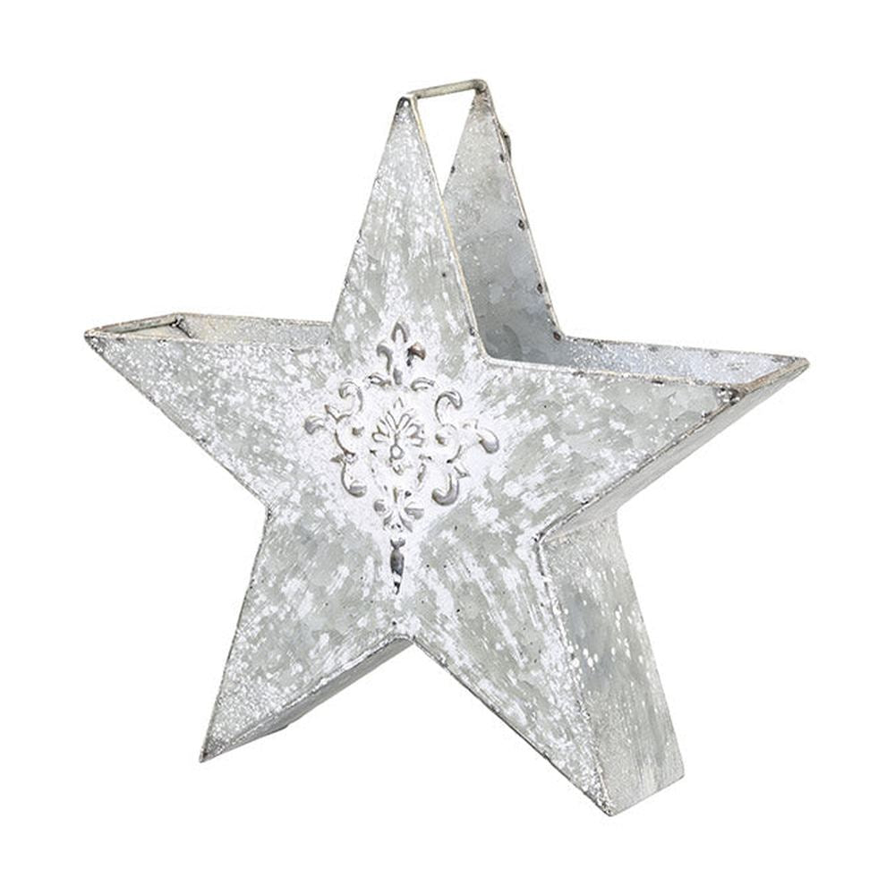 Csillag formájú, bádogból készült karácsonyi dekoráció.