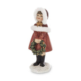 Piros színű karácsonyi kislány figura.