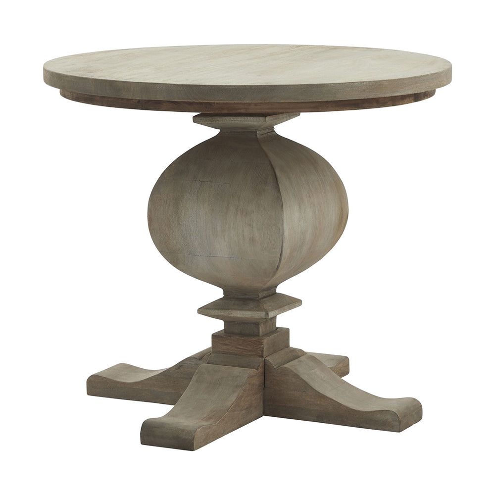 keményfából készült, kerek formájú, tömörfa lerakóasztal