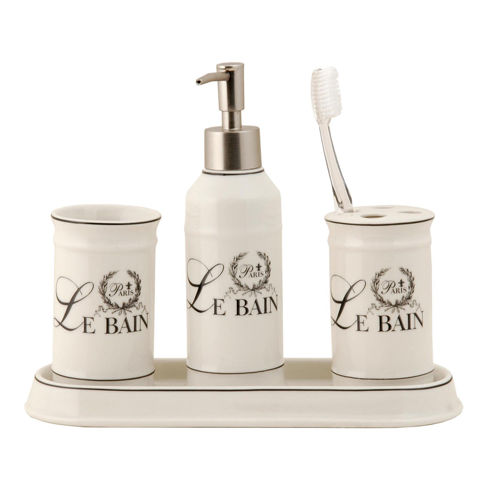"Le Bain" feliratú, 4 db-os fürdőszobaszett. "Le Bain" feliratú, 4 db-os fürdőszobaszett.