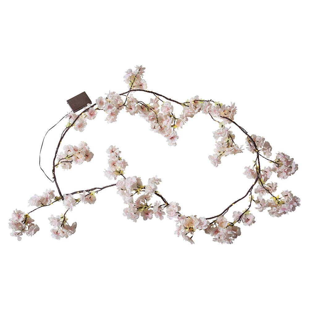 Meleg fehér fényű mikro LED-el kialakított,, mű cseresznyevirág girland..
