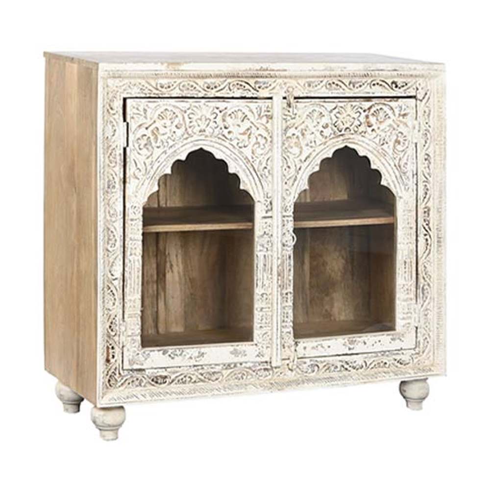 Mangófából faragott, antikolt felületű tálaló.