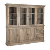 Tömör mangófából készült, rusztikus vitrines szekrény.