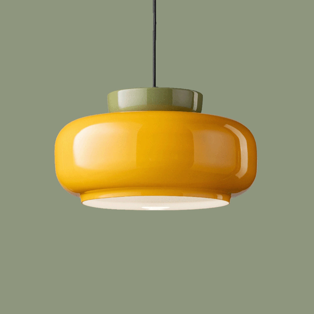 Sárga színű formatervezett kortárs design lámpa.