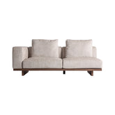 METTI taupe moduláris kanapé elölnézetből, fa alapzattal