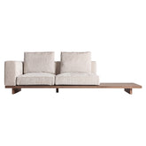 METTI taupe moduláris kanapé elölnézetből, fa alapzattal