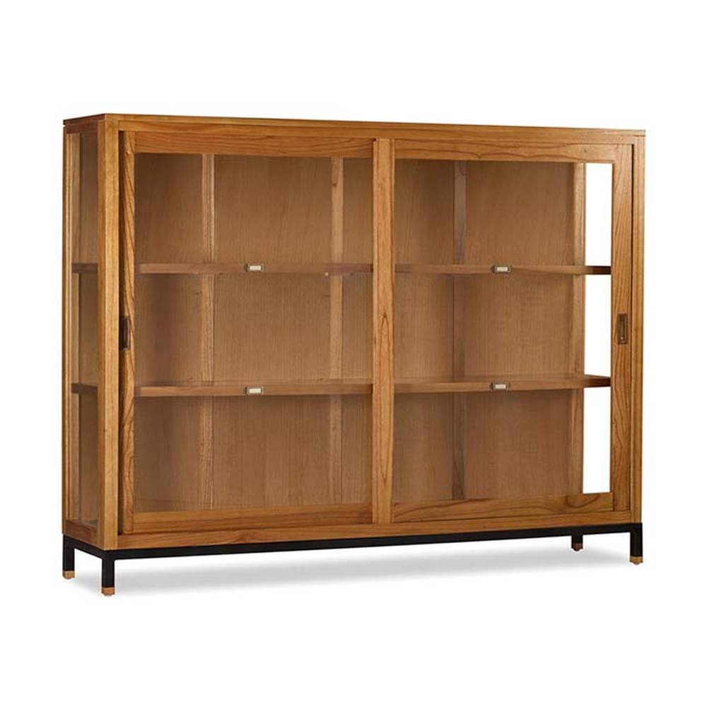 Tömör mindifából készült, modern, loft stílusú kézműves vitrines szekrény.