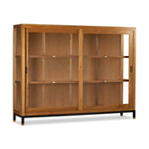 Tömör mindifából készült, modern, loft stílusú kézműves vitrines szekrény.