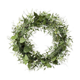 Fehér virágzatú mű levendula koszorú.