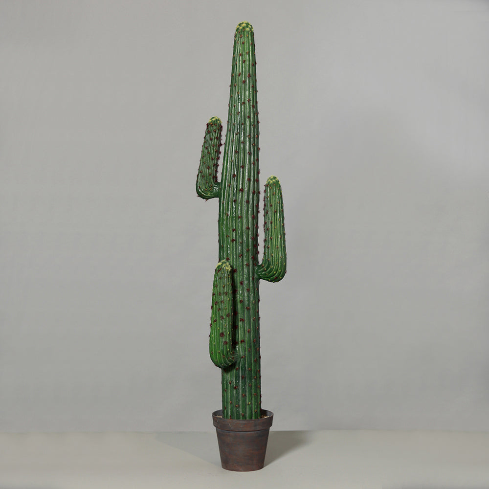 Zöld színű, mesterséges Mexikói kaktusz, fekete, műanyag cserépben.