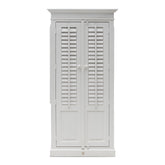 Fehér akácfa lamellás ajtós szekrény New Orleans kollekció 210 cm