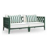 Eichholtz Ocean Club zöld kültéri kanapé csíkos díszpárnákkal perspektívából