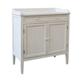 antik fehér rusztikus fa kisszekrény két ajtóval és fiókkal