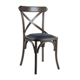 Old French szilfa bisztrószék elölnézetben, X-támlával és PU ülőlappal